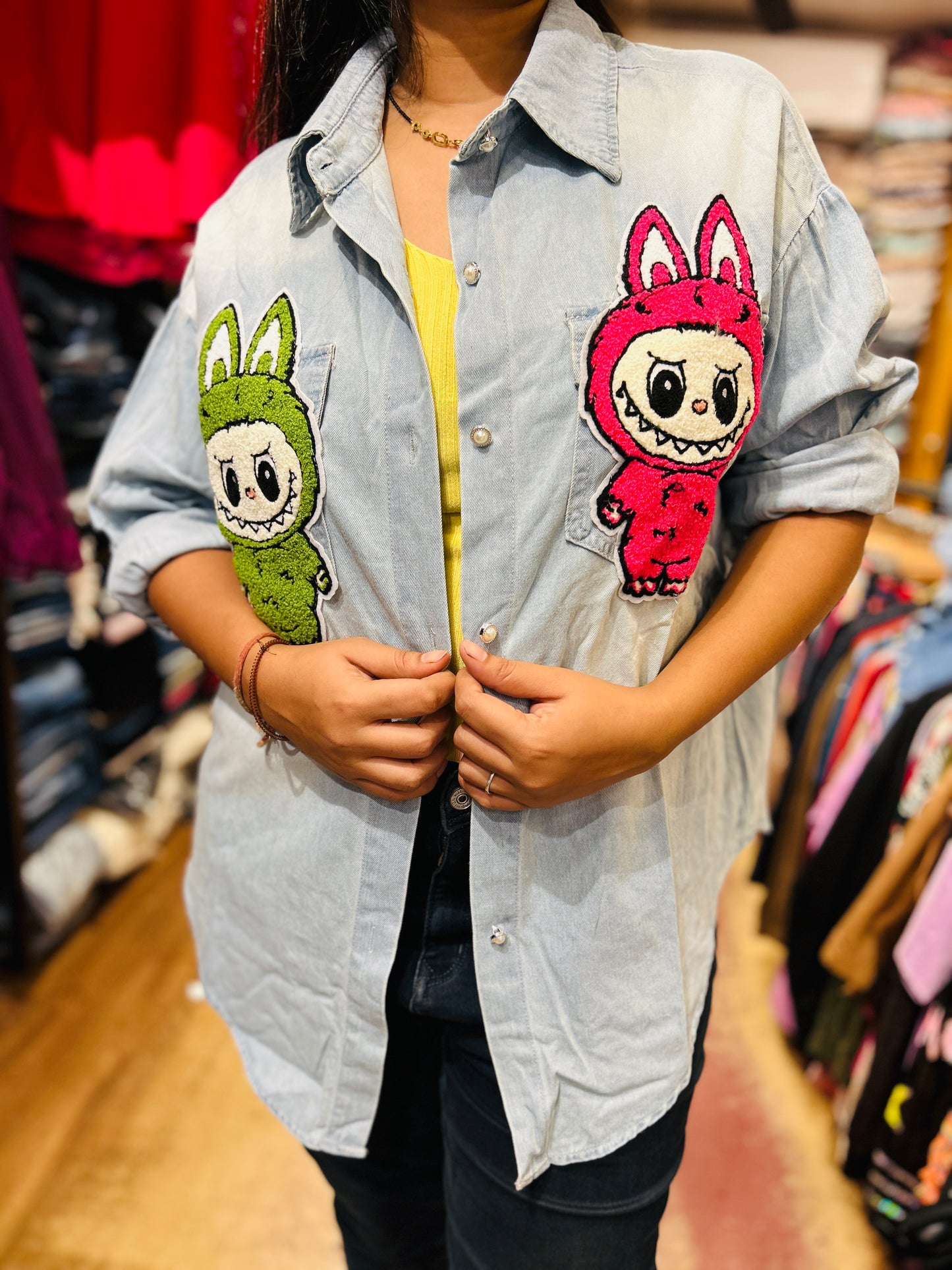 Labubu denim shirt