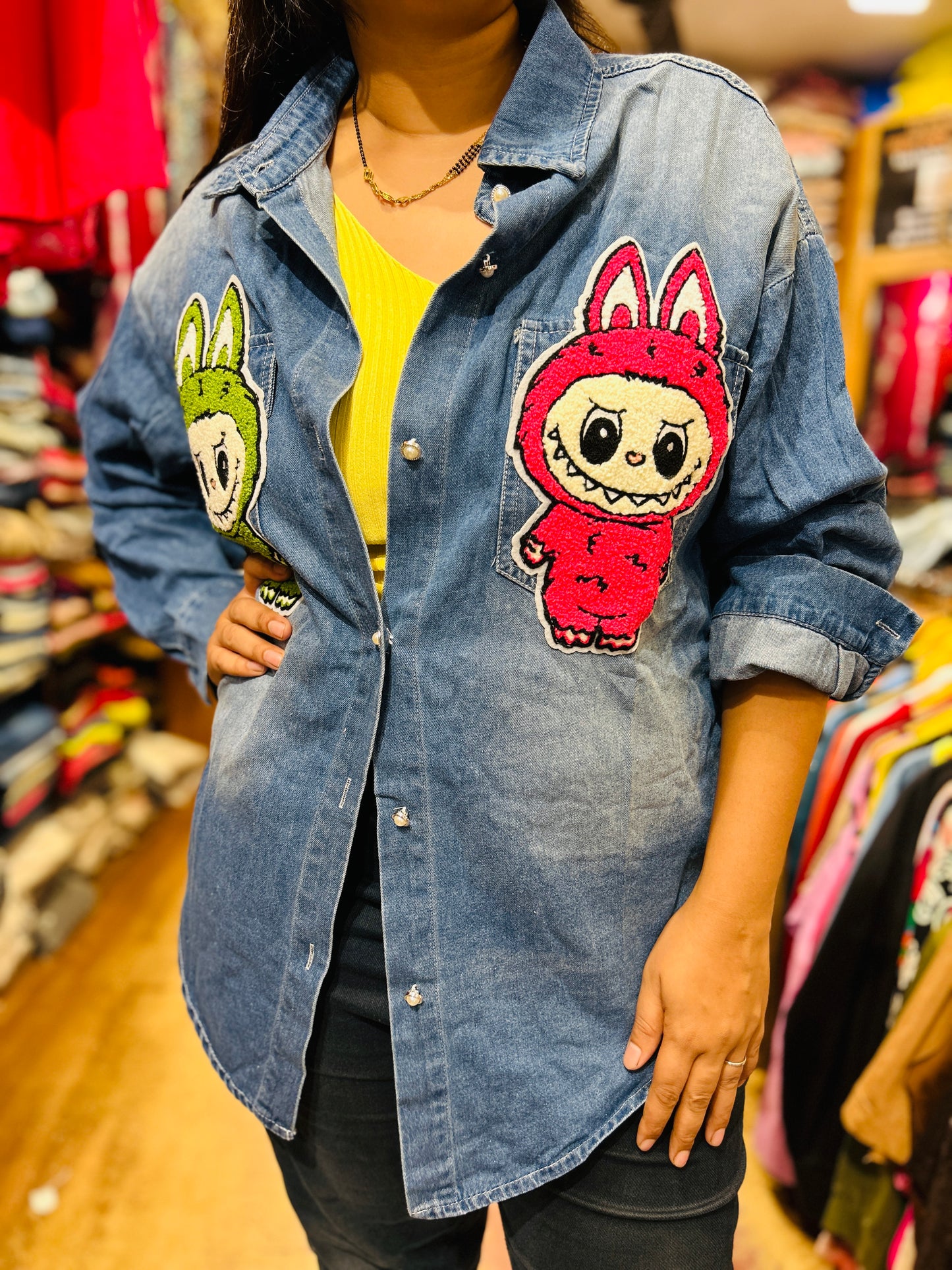 Labubu denim shirt
