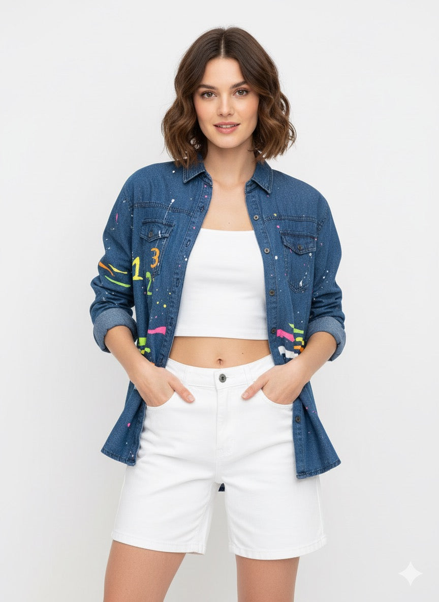 Colourful Denim Shirt