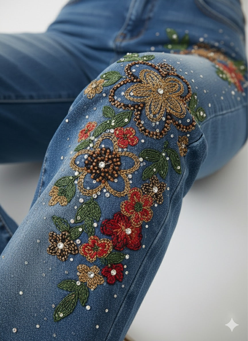 Flower party jeans